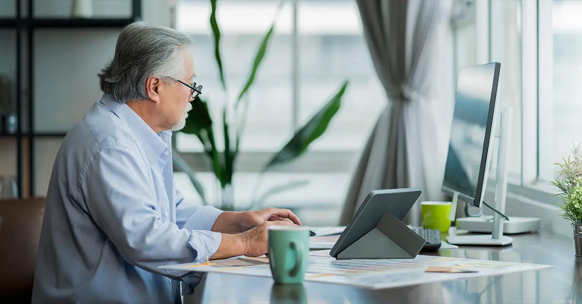 Man looking at screen